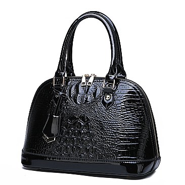 FASHION SHELL-SHAPED LUXURY CROC SATCHEL HANDBAG