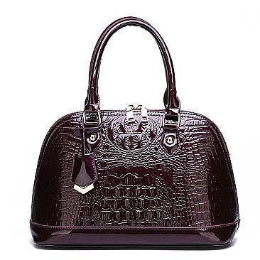 FASHION SHELL-SHAPED LUXURY CROC SATCHEL HANDBAG