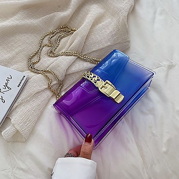 Buckel Accented Multi-colores Jelly Medium Shoulder Bag