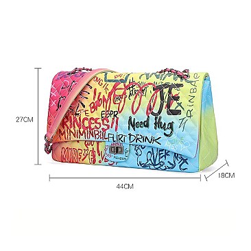 Super Large Capacity Graffiti Style Shoulder Bag