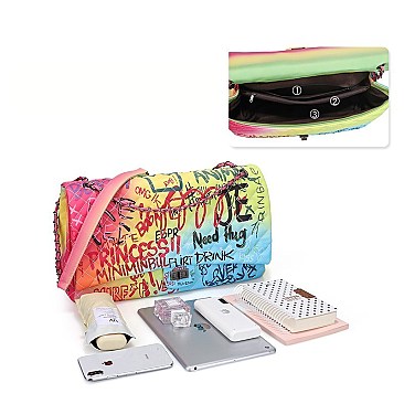 Super Large Capacity Graffiti Style Shoulder Bag