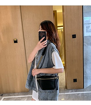 Chain Accent Cross-Body Shoulder Bag