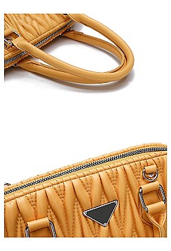 2 in 1 QUILTED SATCHEL HANDBAG & CROSS-BODY BAG