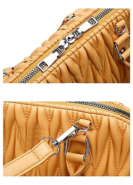 2 in 1 QUILTED SATCHEL HANDBAG & CROSS-BODY BAG