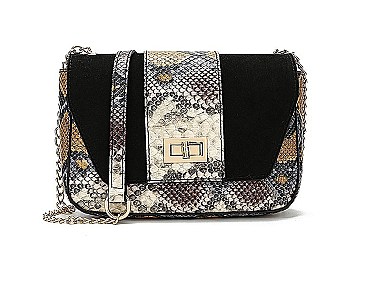 SNAKE PRINT TURN LOCK CROSS BODY