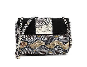 SNAKE PRINT TURN LOCK CROSS BODY