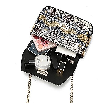 SNAKE PRINT TURN LOCK CROSS BODY