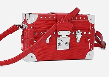 FASHION BOXY SHAPE STUDDED SHOULDER BAG