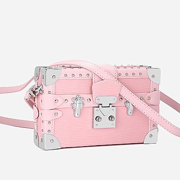 FASHION BOXY SHAPE STUDDED SHOULDER BAG