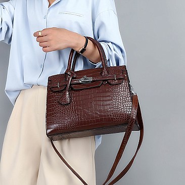 3 IN 1 CROCODILE PATTERN SATCHEL CLUTCH SET