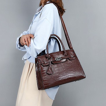 3 IN 1 CROCODILE PATTERN SATCHEL CLUTCH SET
