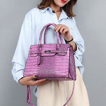 3 IN 1 CROCODILE PATTERN SATCHEL CLUTCH SET