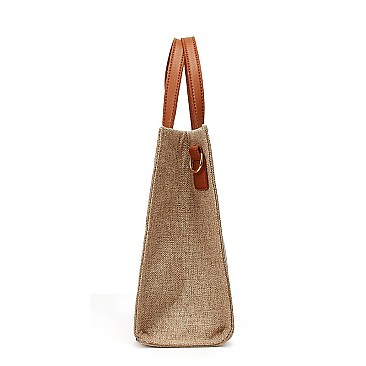TRENDY STRIPED CANVAS TOTE BAG