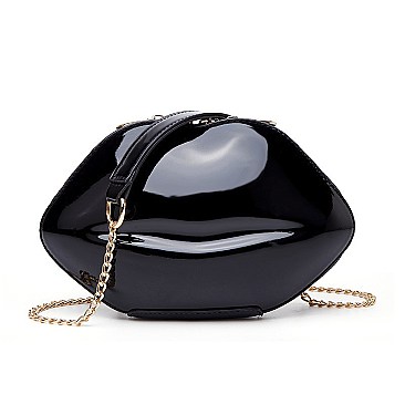 LIP PURSE SHOULDER CHAIN CROSSBODY SHELL BAG