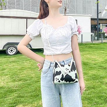 COW PRINT MINI SHOULDER HANDBAGS