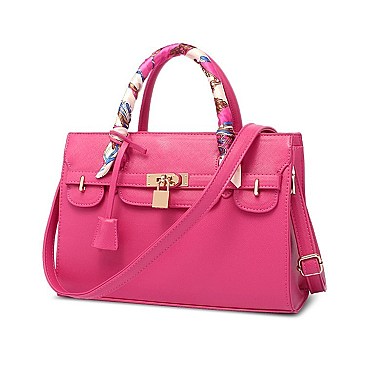 PADLOCK ACCENT PRINTED HANDLE SATCHEL