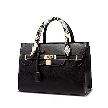 PADLOCK ACCENT PRINTED HANDLE SATCHEL