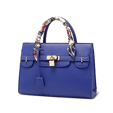 PADLOCK ACCENT PRINTED HANDLE SATCHEL