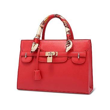 PADLOCK ACCENT PRINTED HANDLE SATCHEL
