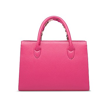 PADLOCK ACCENT PRINTED HANDLE SATCHEL