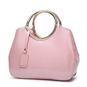 ROUND HANDLE PATENT BOUTIQUE SATCHEL