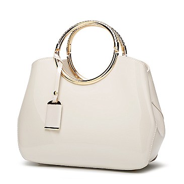 ROUND HANDLE PATENT BOUTIQUE SATCHEL