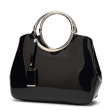 ROUND HANDLE PATENT BOUTIQUE SATCHEL