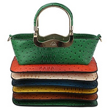Ostrich Croc Multi Accordion Top Handle