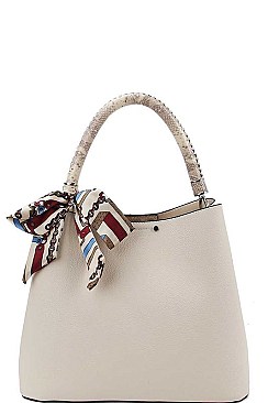 CHIC DESIGNER SILKY SCARF ACCENT HANDBAG JYLHJ-003