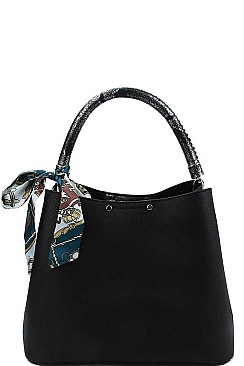 CHIC DESIGNER SILKY SCARF ACCENT HANDBAG JYLHJ-003