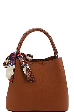 CHIC DESIGNER SILKY SCARF ACCENT HANDBAG JYLHJ-003