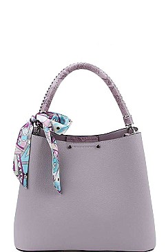 CHIC DESIGNER SILKY SCARF ACCENT HANDBAG JYLHJ-003