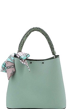 CHIC DESIGNER SILKY SCARF ACCENT HANDBAG JYLHJ-003