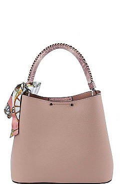 CHIC DESIGNER SILKY SCARF ACCENT HANDBAG JYLHJ-003