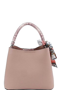 CHIC DESIGNER SILKY SCARF ACCENT HANDBAG JYLHJ-003