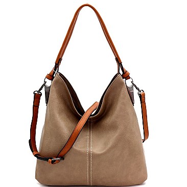 Classy 2-Way Hematite-Tone Hardware Hobo