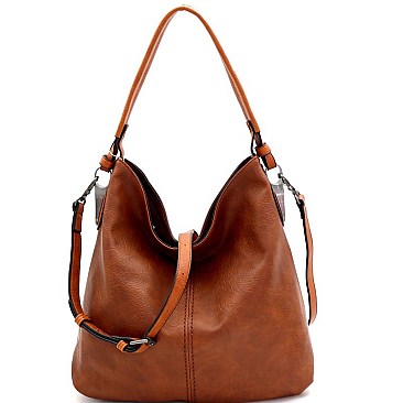 Classy 2-Way Hematite-Tone Hardware Hobo