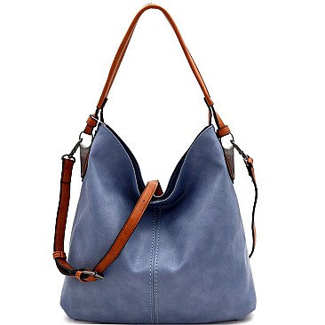 Classy 2-Way Hematite-Tone Hardware Hobo