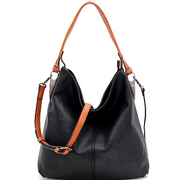 Classy 2-Way Hematite-Tone Hardware Hobo