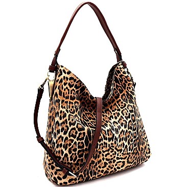 2 WAY ANIMAL PRINT SLOUCH HOBO