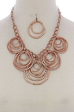 MULTI HAMMERED CIRCLE STATEMENT NECKLACE JYLHS653