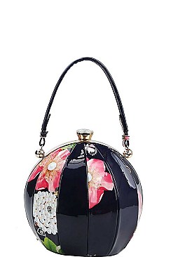 ELEGANT FASHION FLORAL BALL SATCHEL WITH LONG STRAP  JYLHU-079-F