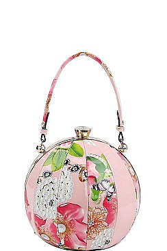 ELEGANT FASHION FLORAL BALL SATCHEL WITH LONG STRAP  JYLHU-079-F