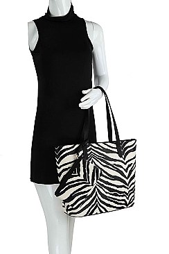 3in1 CLASSY LEOPARD DESIGNED FABRIC FASHION TOTE SET JYLHU-101-1W