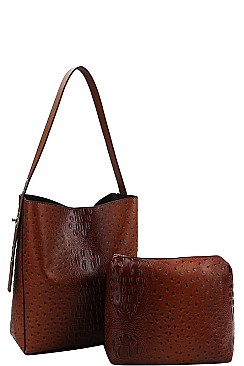 2IN1 CROCO PATTERN STYLISH TOTE BAG