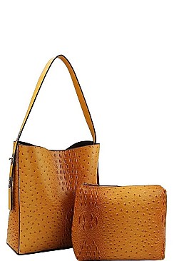 2IN1 CROCO PATTERN STYLISH TOTE BAG