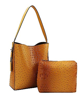2IN1 CROCO PATTERN STYLISH TOTE BAG