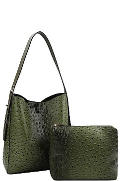 2IN1 CROCO PATTERN STYLISH TOTE BAG