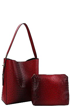 2IN1 CROCO PATTERN STYLISH TOTE BAG