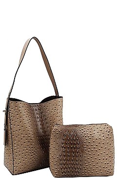 2IN1 CROCO PATTERN STYLISH TOTE BAG